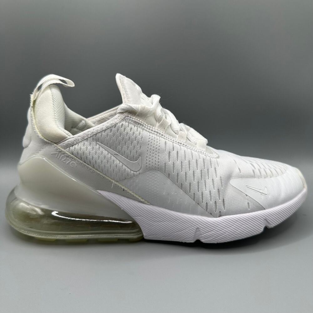 Nike Air Max 270 Women Size 7 Triple White Running Shoes Sneakers AH8050-101